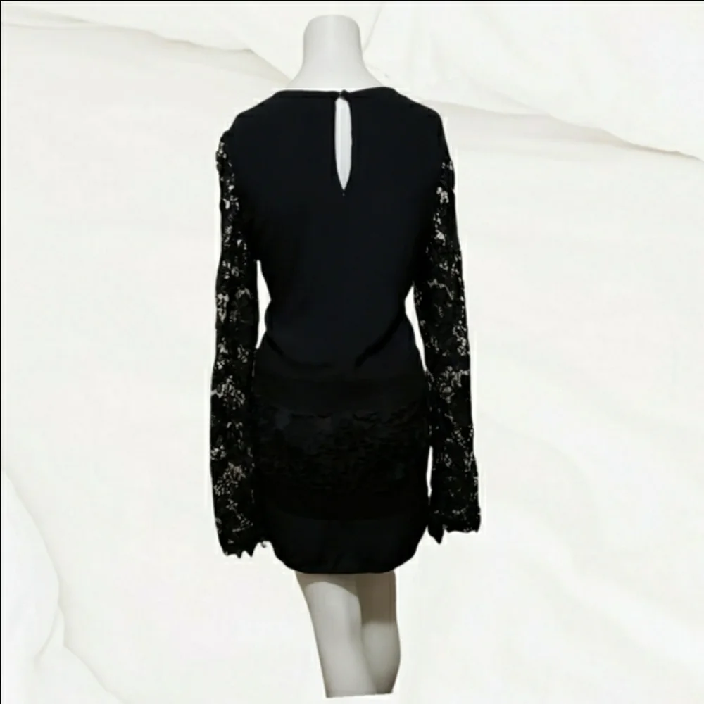 ASTR large black lace long sleeve Rayon blend mini dress - Picture 7 of 10